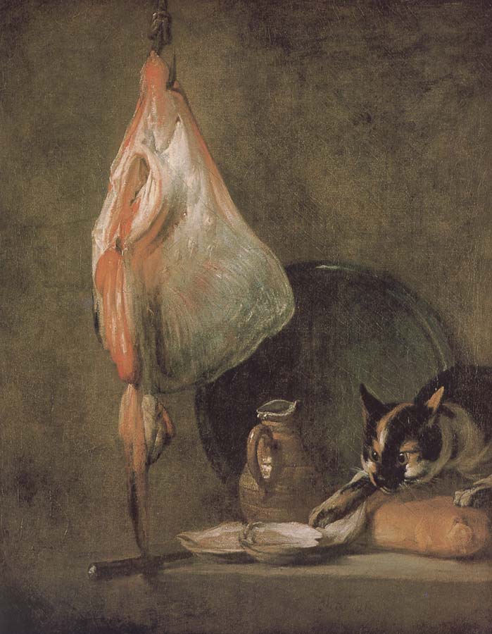 Jean Baptiste Simeon Chardin Cat skate oyster water and bread